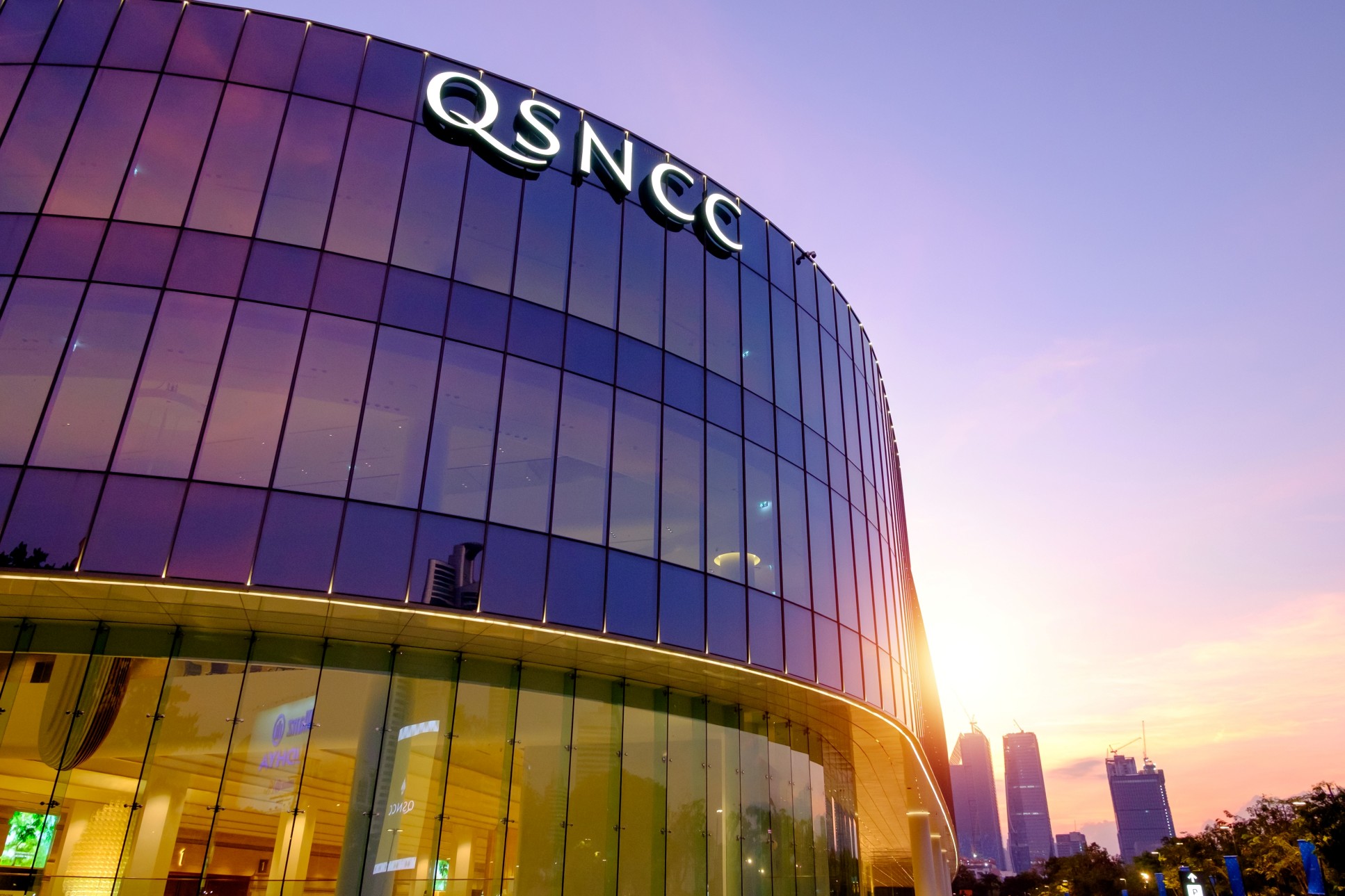 Bangkok, Thailand - January 4, 2024: The Queen Sirikit National Convention Center (QSNCC), New building and a modern new image, will be completed in 2022. Night scene